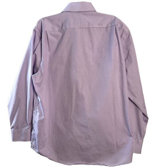 Guy Laroche Paris Mens Long Sleeve Shirt Size 18 34/35 Lilac Gingham Non Iron - Picture 3 of 10